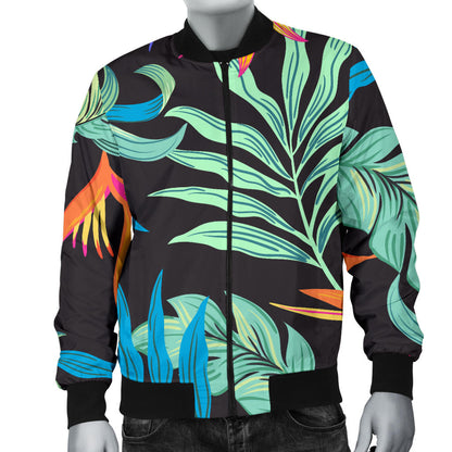 Tropical Palm Leaves Hawaiian Flower Men Bomber Jacket
