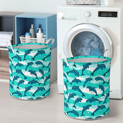 Dolphin Design Print Pattern Laundry Basket