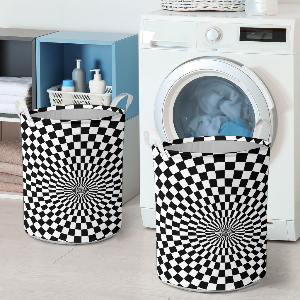 Checkered Flag Optical illusion Laundry Basket