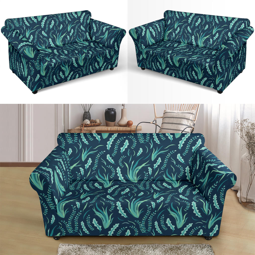 Seaweed Print Design LKS302 Loveseat Couch Slipcover