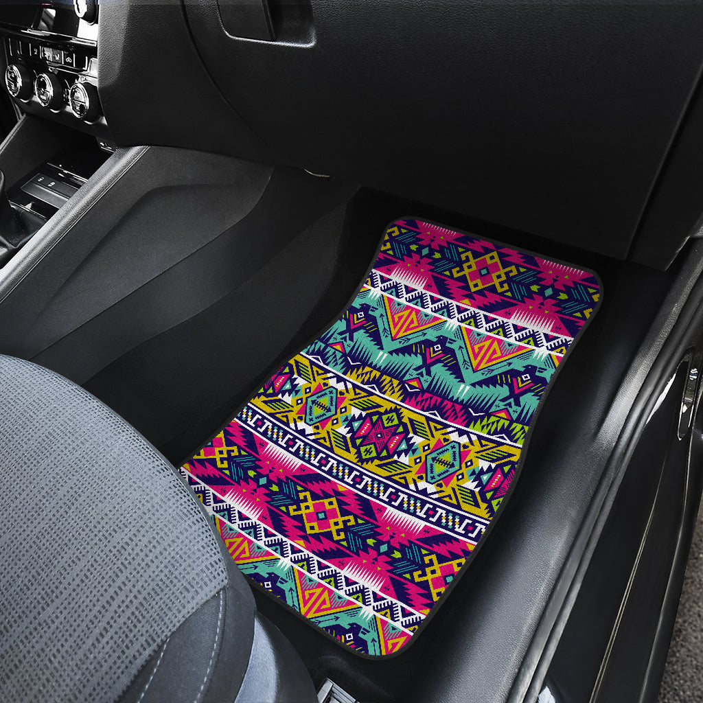 Indian Navajo Color Themed Design Print Car Floor Mats Front Back
