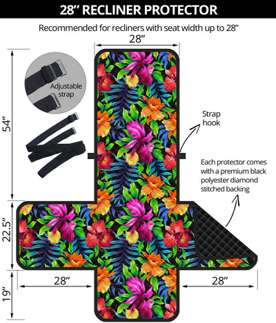 Tropical Folower Colorful Print Recliner Cover Protector