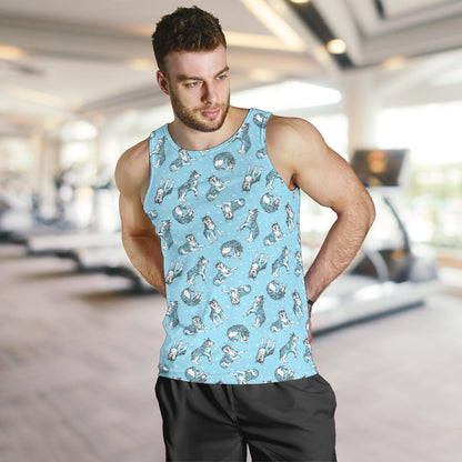 Wolf Design Print Pattern Men Tank Top