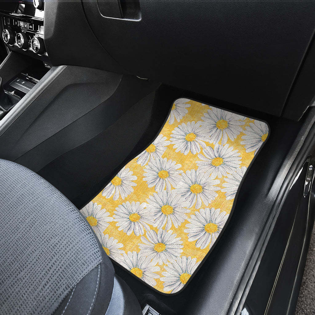 Daisy Yellow Watercolor Print Pattern Car Floor Mats Front Back