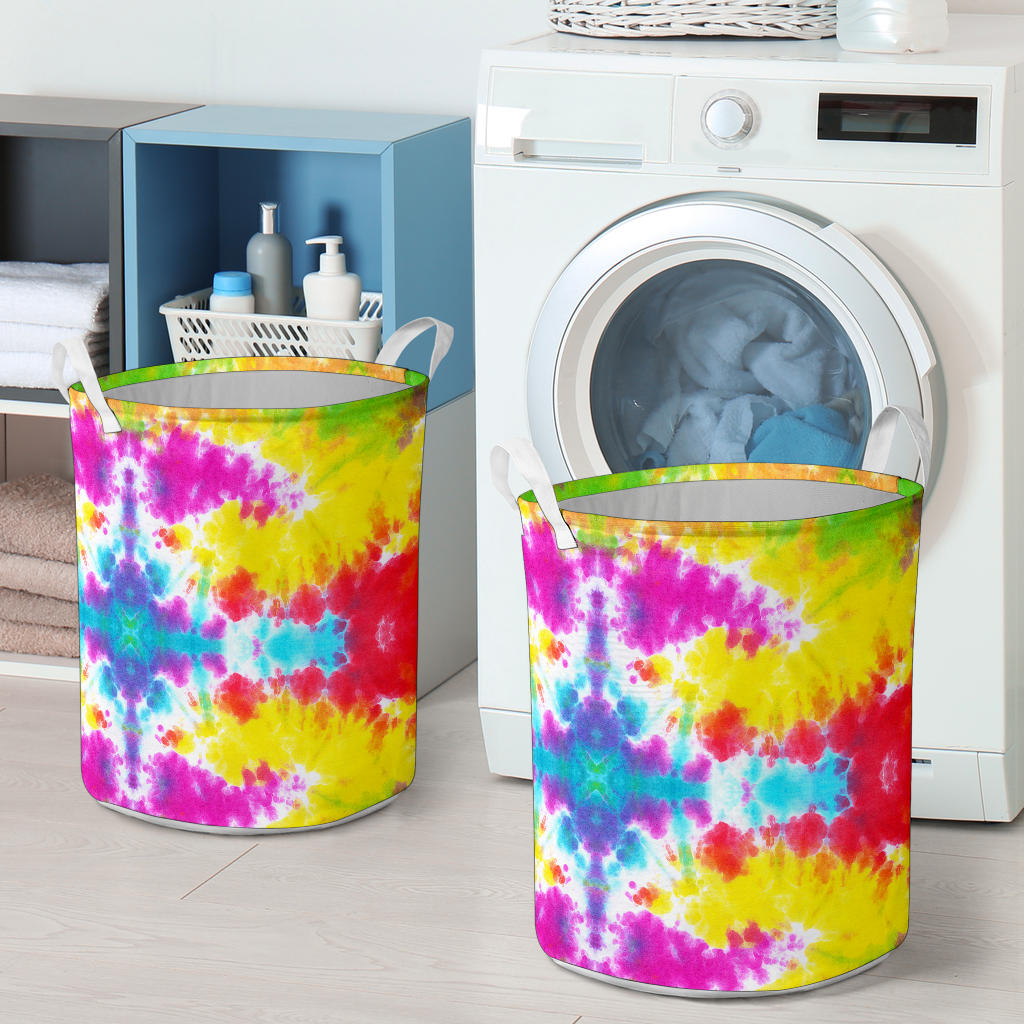 Tie Dye Rainbow Themed Print Laundry Basket