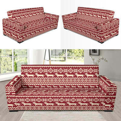 Dachshund Pattern Print Design 09 Sofa Slipcover