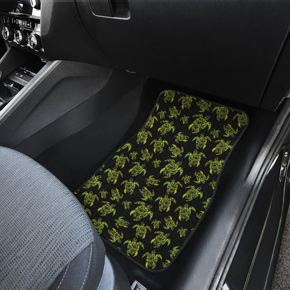 Green Tribal Turtle Polynesian Themed Car Floor Mats Front Back