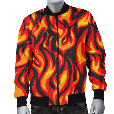 Flame Fire Print Pattern Men Bomber Jacket