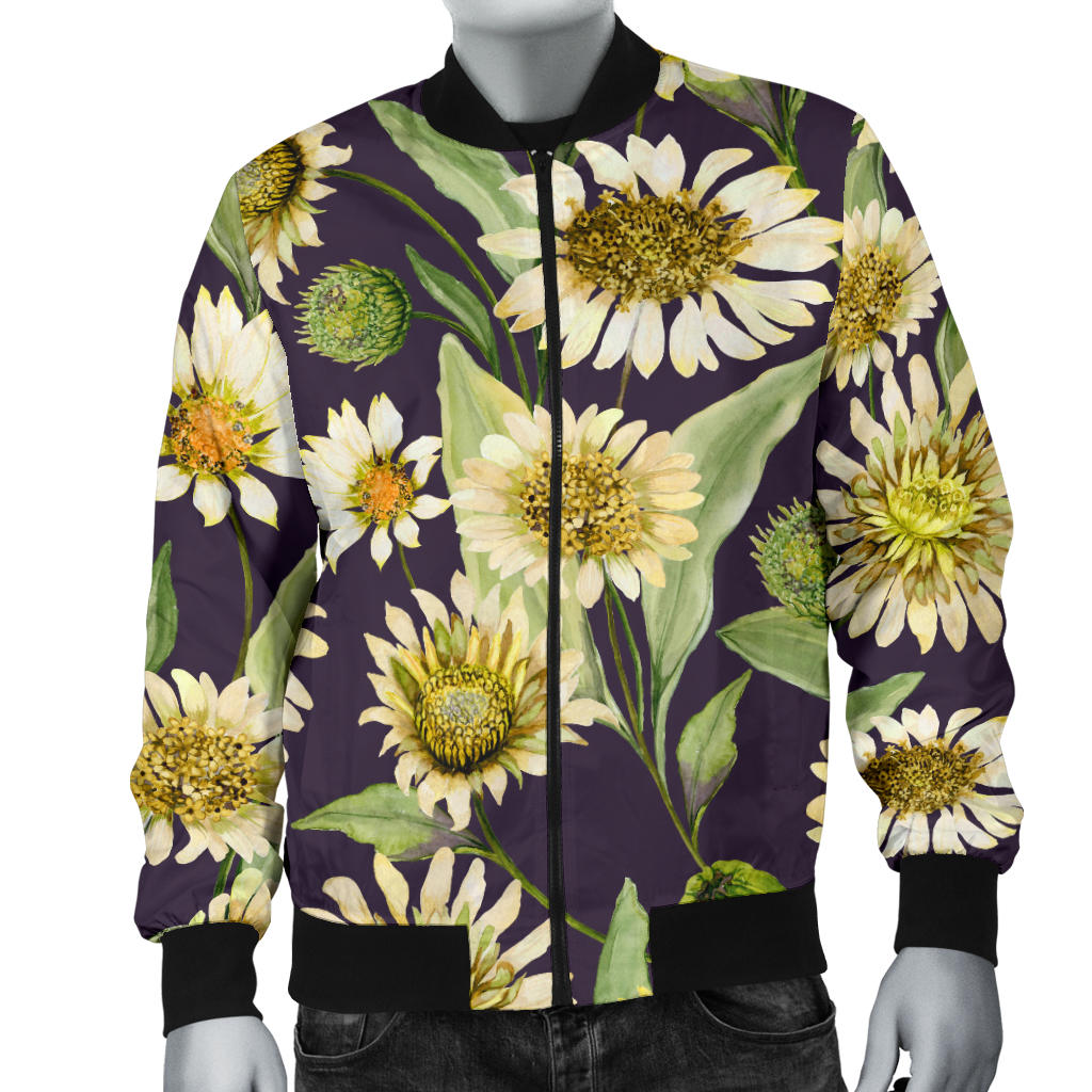 Daisy Vintage Print Pattern Men Bomber Jacket