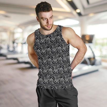 Paisley Black Design Print Men Tank Top