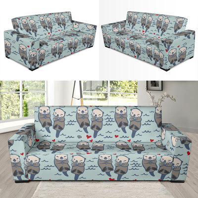 Sea Otter Pattern Print Design 03 Sofa Slipcover