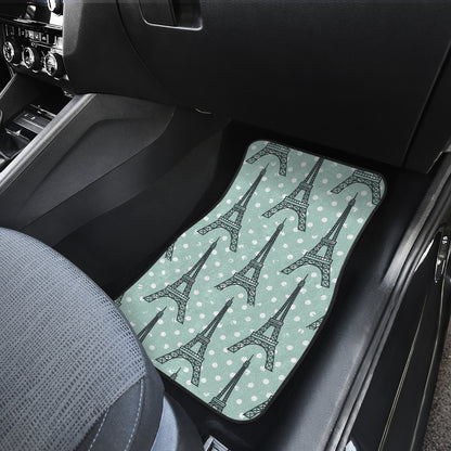Eiffel Tower Polka Dot Print Car Floor Mats Front Back