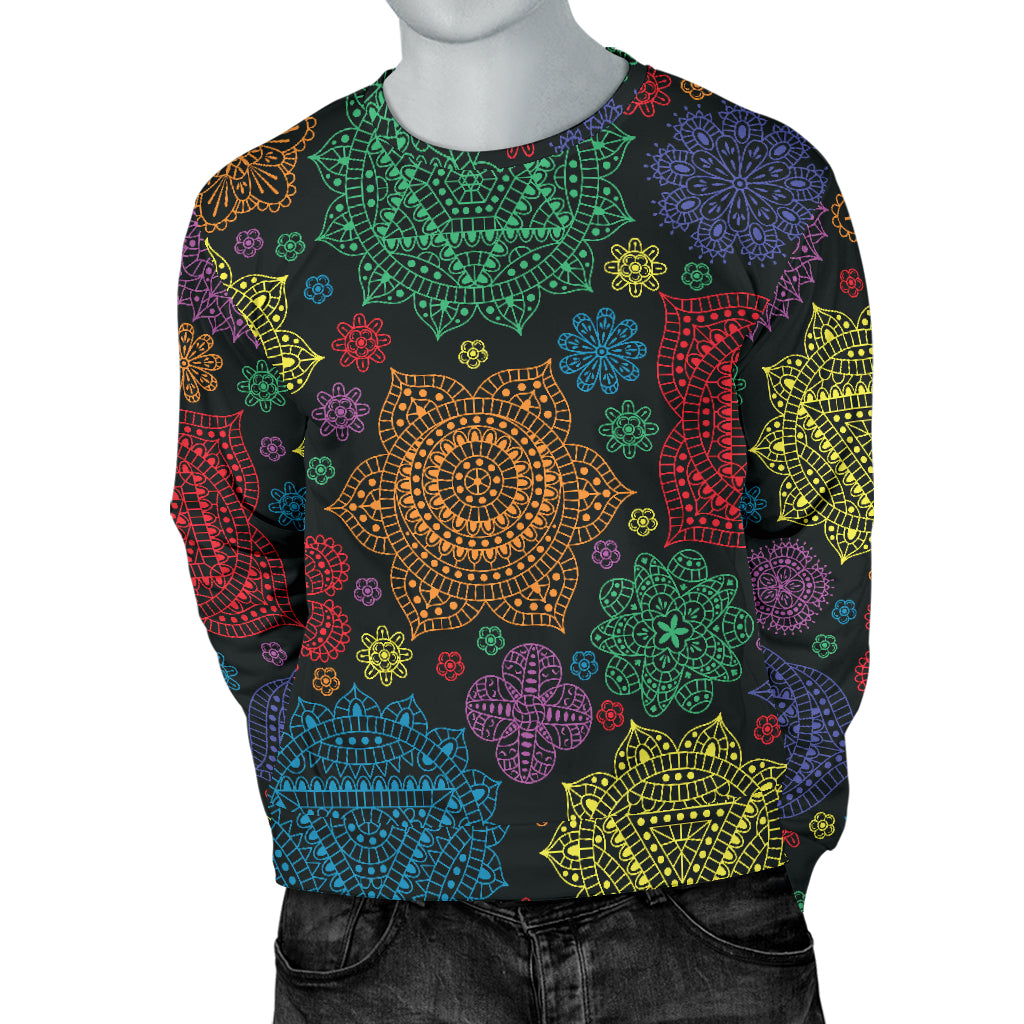 Chakra Mandala Print Pattern Men Long Sleeve Sweatshirt