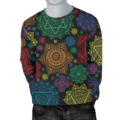 Chakra Mandala Print Pattern Men Long Sleeve Sweatshirt