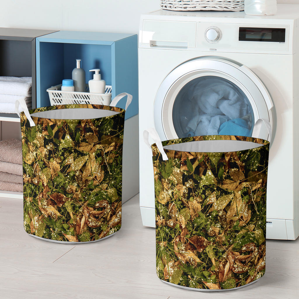 Camo Realistic Tree Forest Texture Print Laundry Basket
