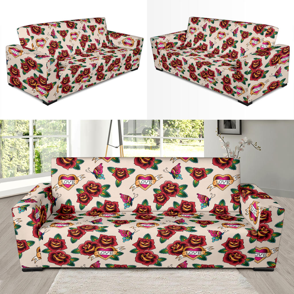 Tattoo Rose Print Design LKS302 Sofa Slipcover