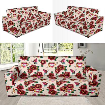 Tattoo Rose Print Design LKS302 Sofa Slipcover