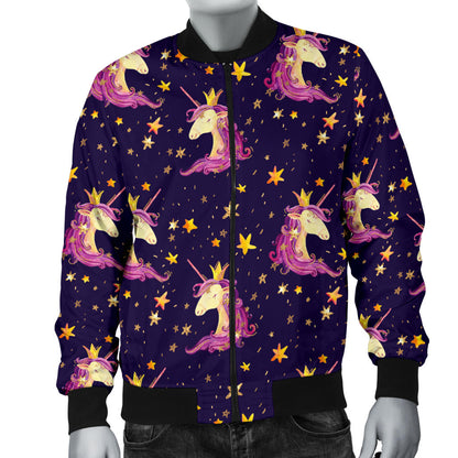 Unicorn Princess Star Sparkle Men Bomber Jacket
