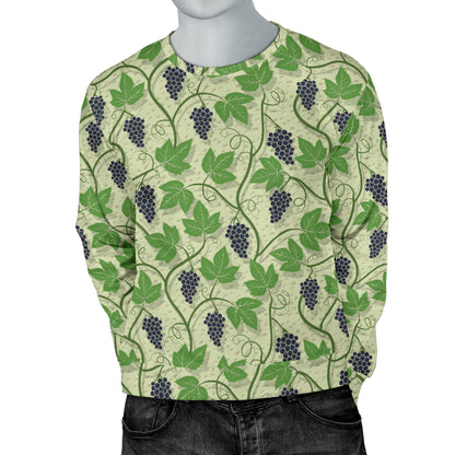 Wine Grape Thmed Print Men Long Sleeve Sweatshirt