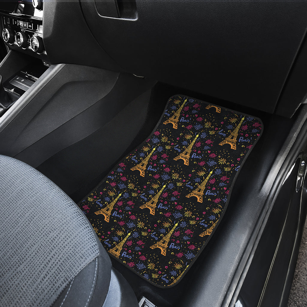 Eiffel Tower Love Paris Print Car Floor Mats Front Back