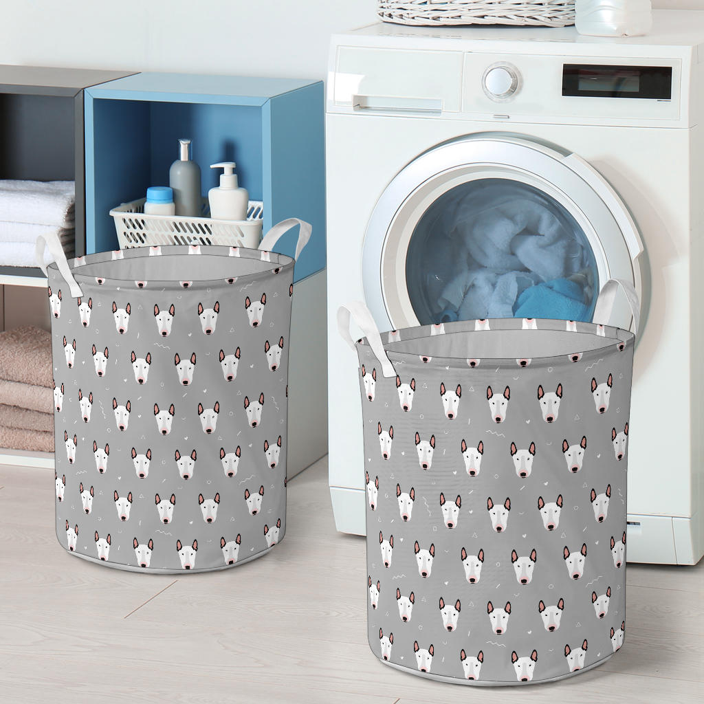 Bull Terrier Head Print Pattern Laundry Basket