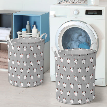 Bull Terrier Head Print Pattern Laundry Basket