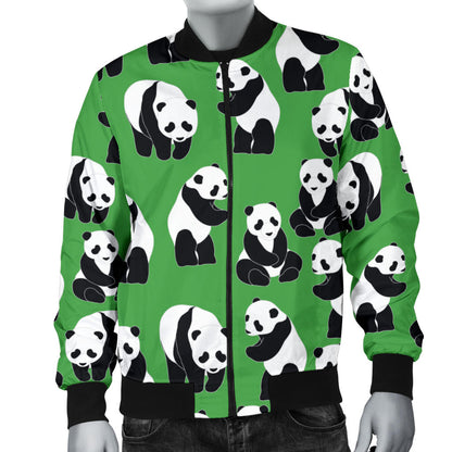 Panda Bear Pattern Themed Print Men Bomber Jacket