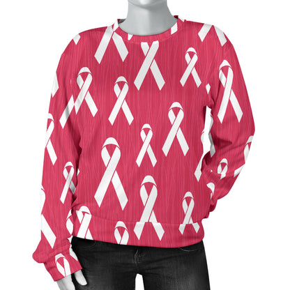 Breast Cancer Awareness Symbol Women Long Sleeve Sweatshirt