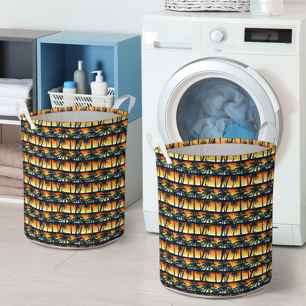 Palm Tree Sunset Design Print Laundry Basket