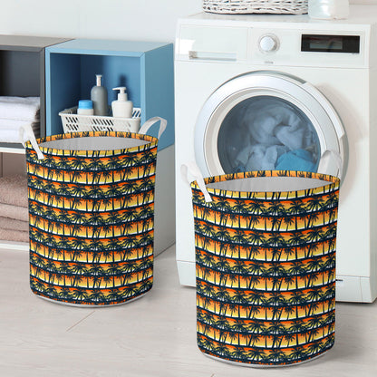 Palm Tree Sunset Design Print Laundry Basket