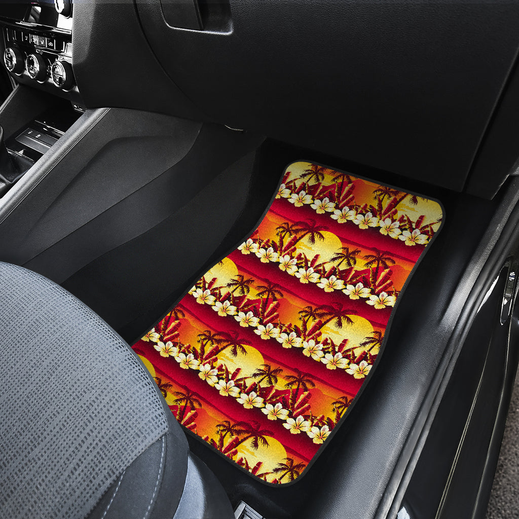 Hawaiian Tropical Sunset Hibiscus Print Car Floor Mats Front Back