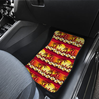 Hawaiian Tropical Sunset Hibiscus Print Car Floor Mats Front Back