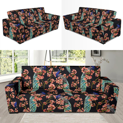 Peacock Pattern Print Design A01 Sofa Slipcover