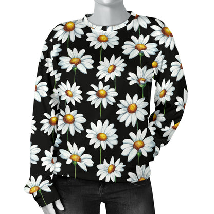 Daisy Print Pattern Women Long Sleeve Sweatshirt