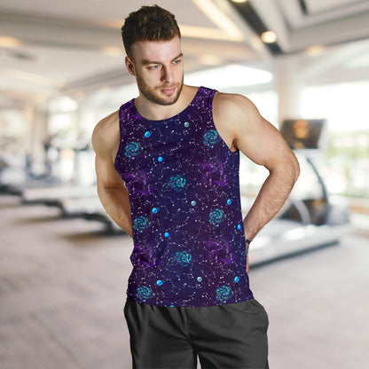 Zodiac Galaxy Design Print Men Tank Top