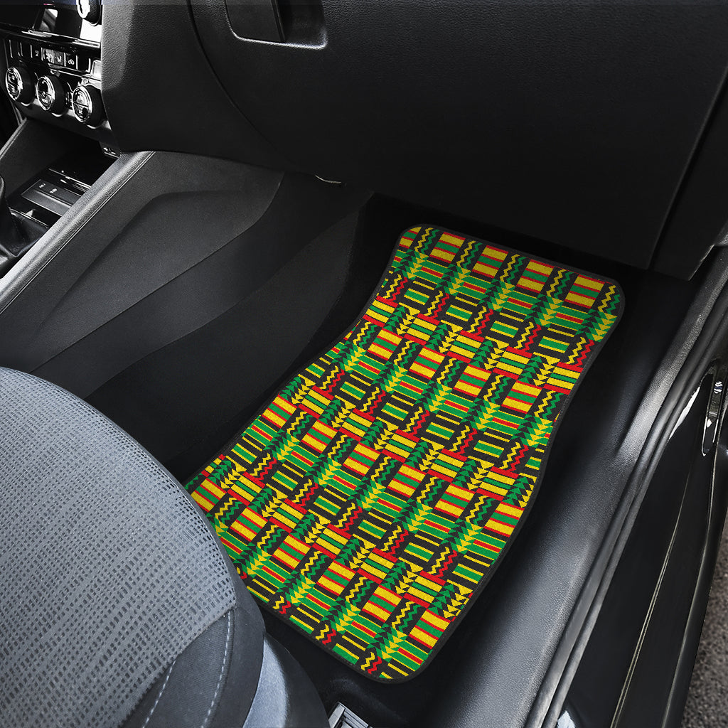 African Zip Zag Print Pattern Car Floor Mats Front Back