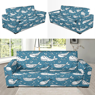 Humpback Whale Pattern Print Design 03 Sofa Slipcover