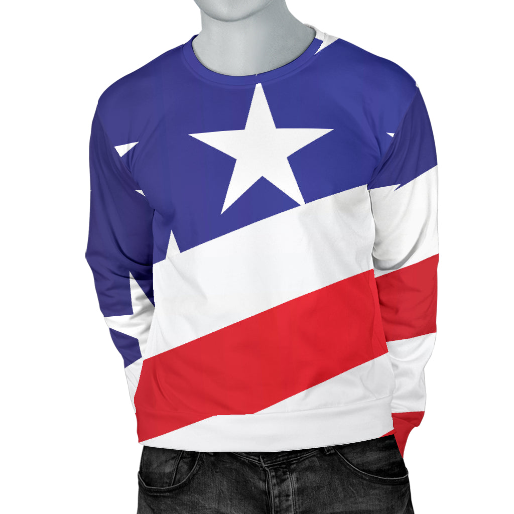 American flag Print Men Long Sleeve Sweatshirt
