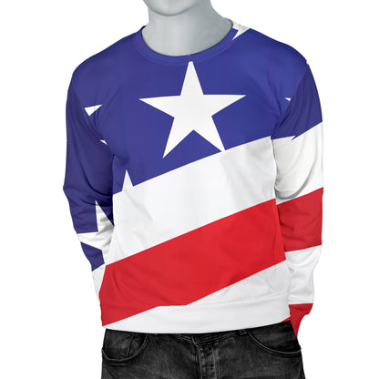 American flag Print Men Long Sleeve Sweatshirt