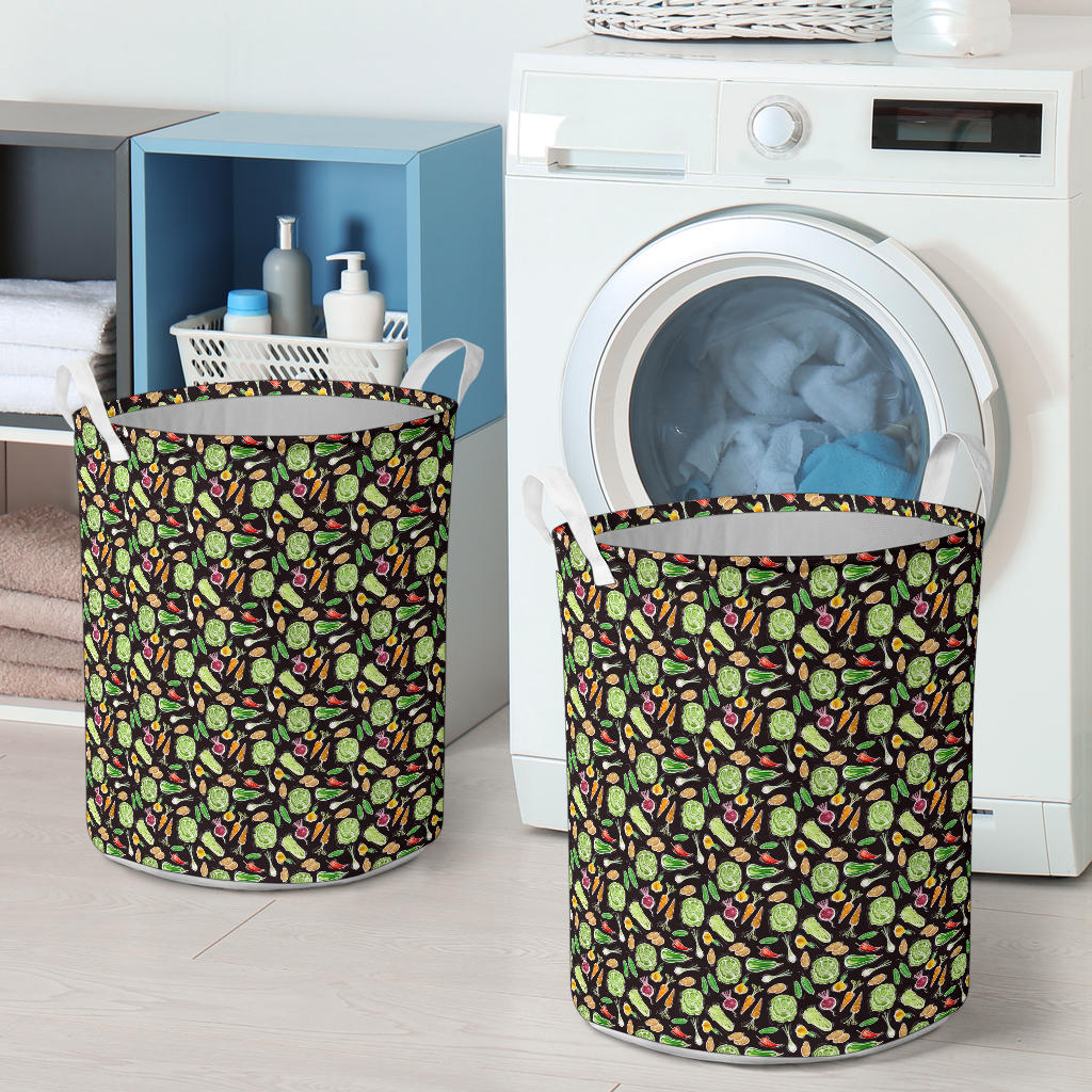 Vegan Draw Themed Design Print Laundry Basket