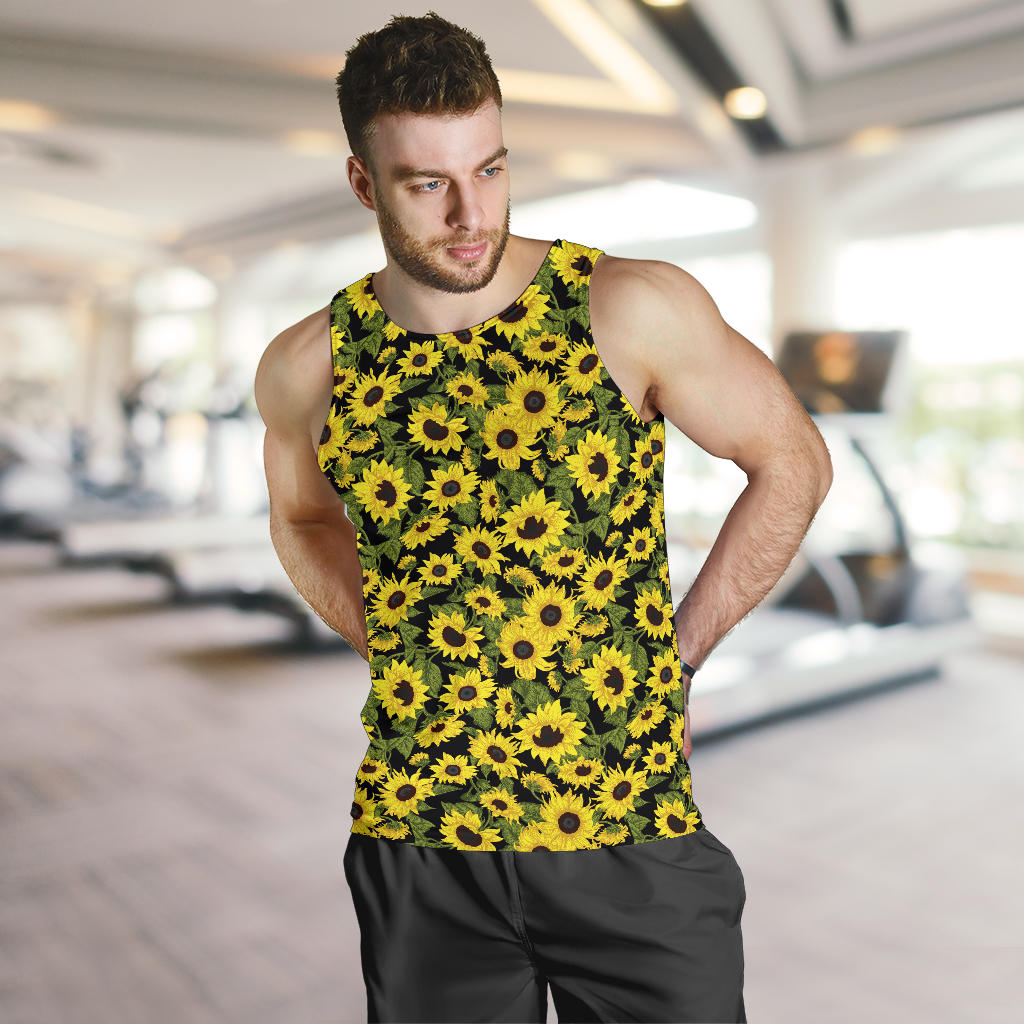 Sunflower Fresh Bright Color Print Men Tank Top
