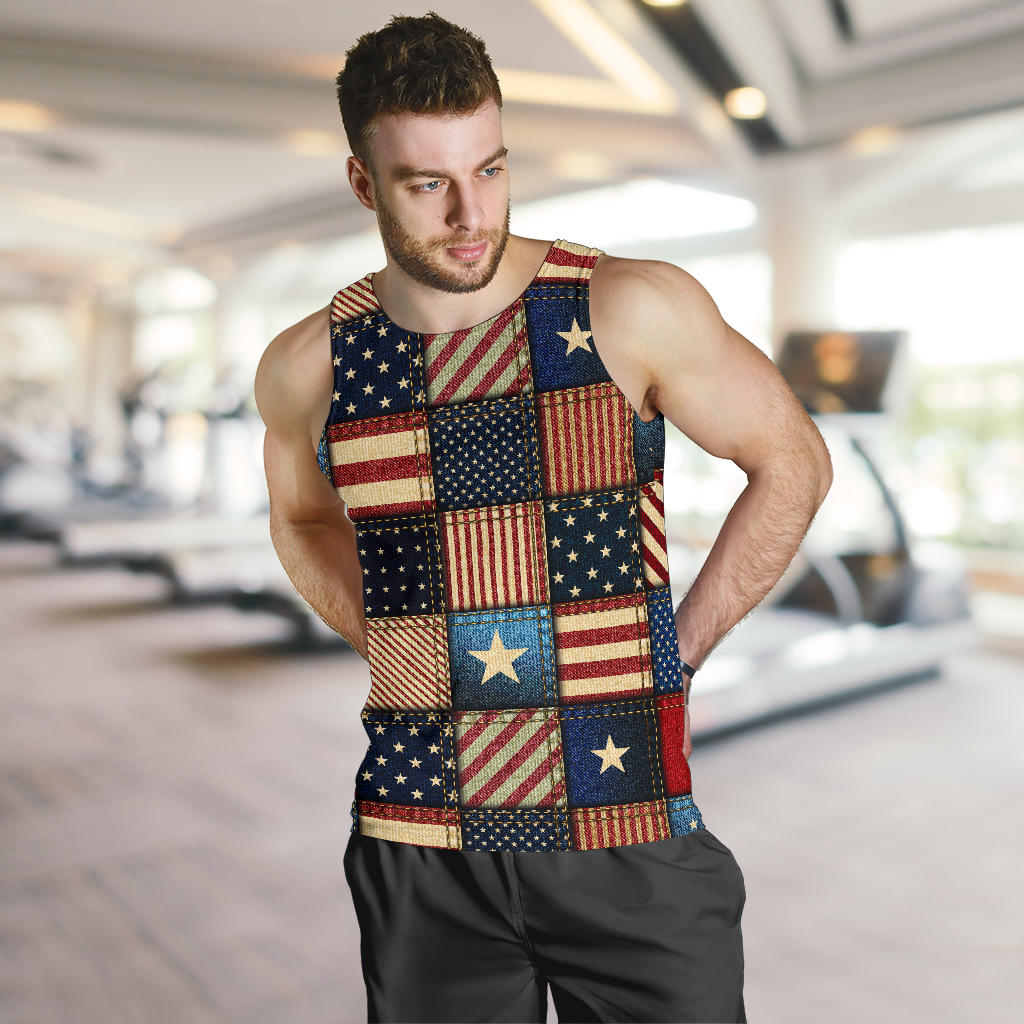 American flag Patchwork Design Men Tank Top