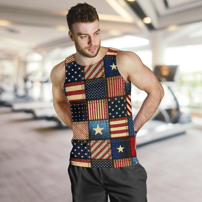 American flag Patchwork Design Men Tank Top