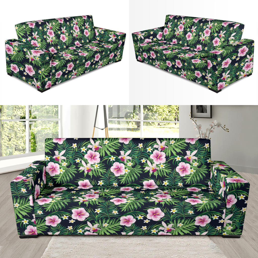 Hibiscus Tropical Print Design LKS309 Sofa Slipcover