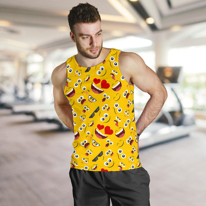 Emoji Face Print Pattern Men Tank Top