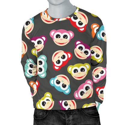 Monkey Head Design Themed Print Men Long Sleeve Sweatshirt