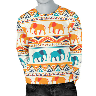 Elephant Aztec Ethnic Print Pattern Men Long Sleeve Sweatshirt