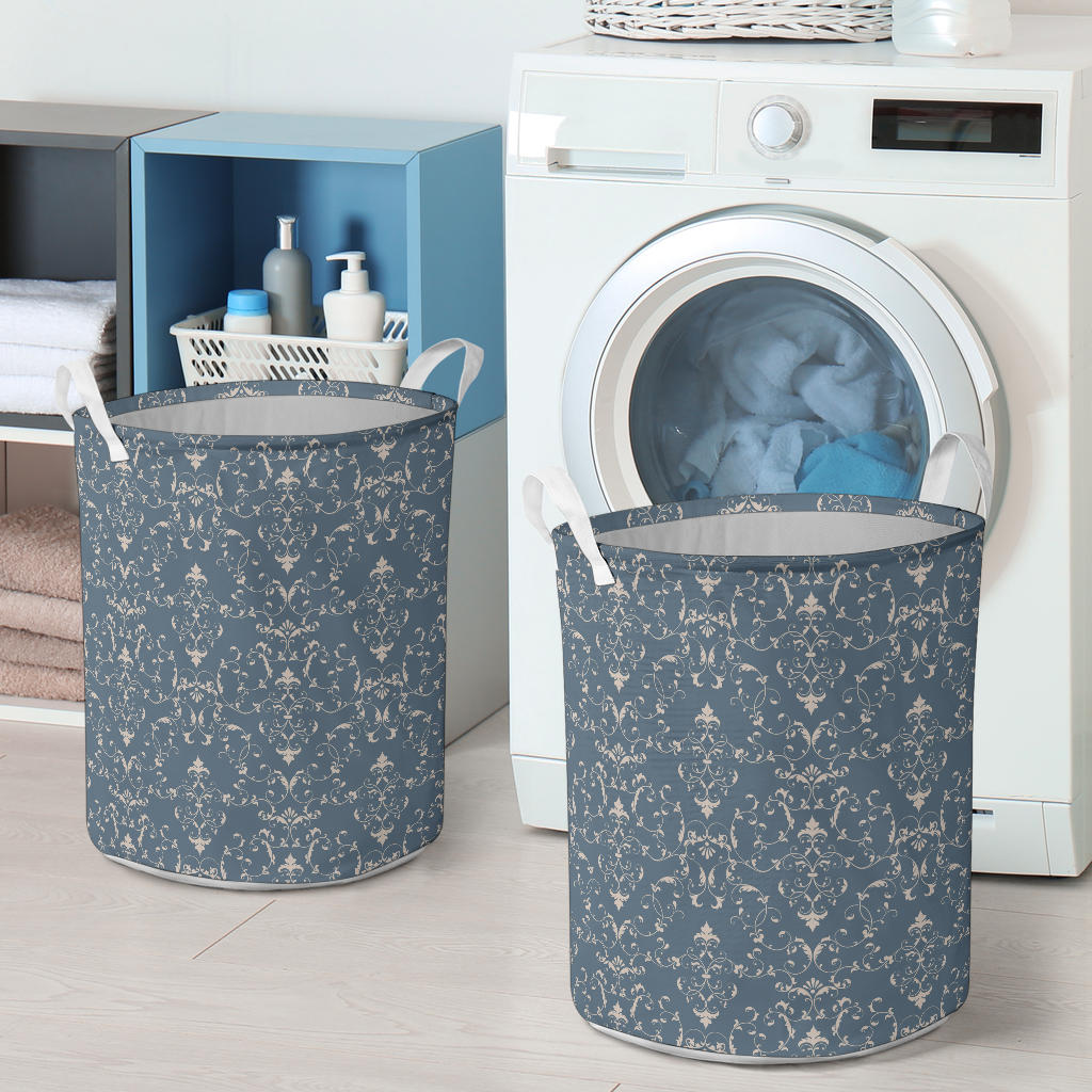 Damask Elegant Teal Print Pattern Laundry Basket