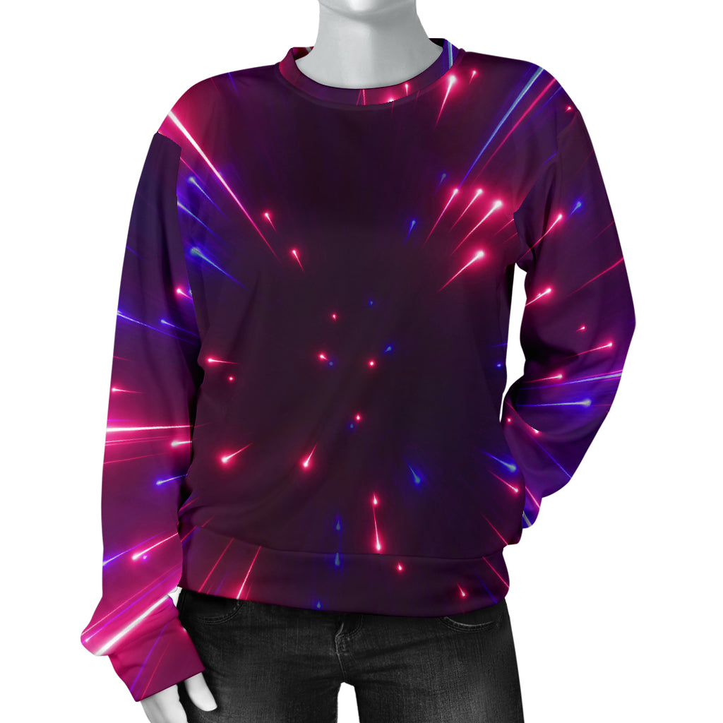 Celestial Purple Blue Neon Speed Light Women Long Sleeve Sweatshirt