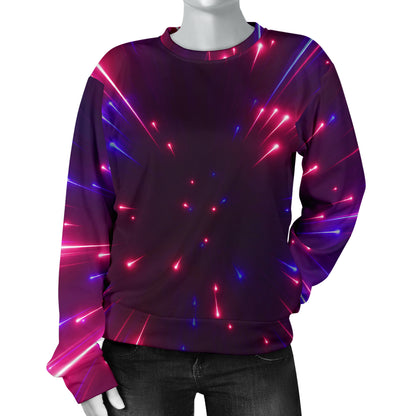 Celestial Purple Blue Neon Speed Light Women Long Sleeve Sweatshirt